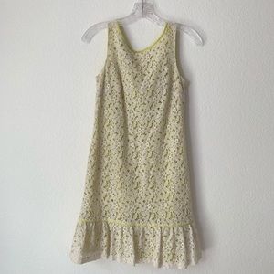 LOFT Sleeveless Lace Overlay Ruffle Bottom Dress